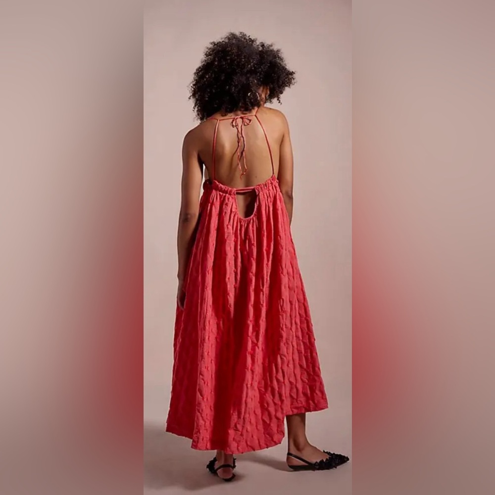 FREE PEOPLE Primmy Midi Dress Ice Coral Size Large New With Tags - Picture 4 of 9